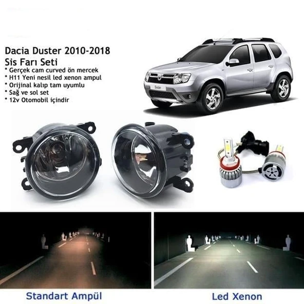 Dacia Duster Beyaz Led Xenon Sis Farı Seti ürün görseli 1