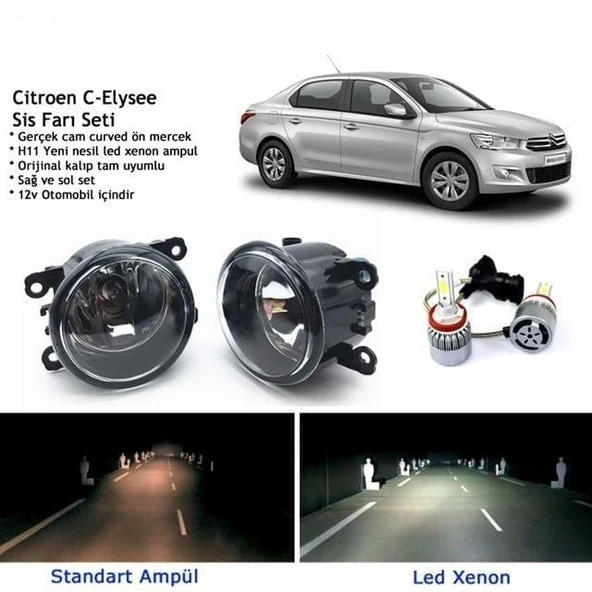 Citroen C-Elysee Beyaz Led Xenon Sis Farı Seti ürün görseli 1