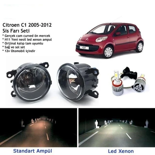 Citroen C1 2005-2012 Beyaz Led Xenon Sis Farı Seti ürün görseli 1