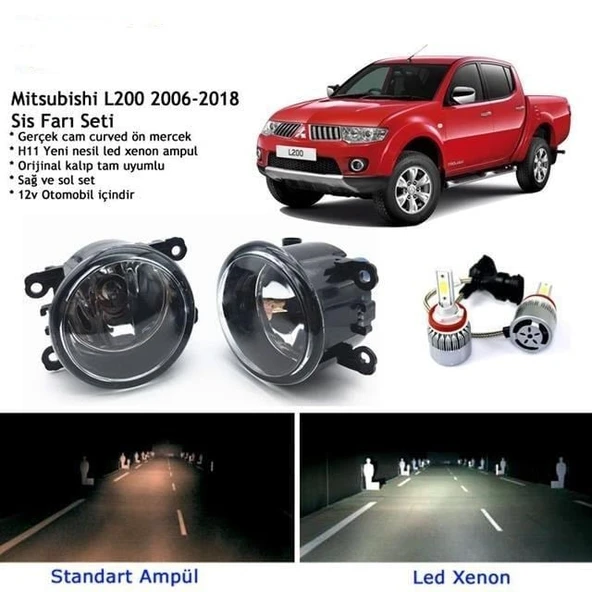 Mitsubishi L200 2010-2018 Beyaz Led Xenon Sis Farı Seti ürün görseli 1