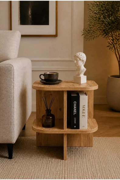 Tridihome Modern Yan Sehpa Raflı Komodin C Sehpa Dekoratif Salon Sehpası  ATLANTİK ÇAM ürün görseli 1