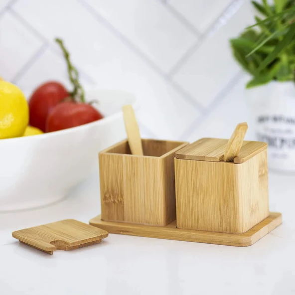 2PCS BAHARATLIK - TUZLUK AHŞAP BAMBU (5224) - Resim 2
