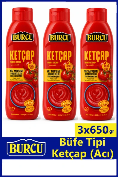 Burcu Ketçap Acı Büfe Tipi 650 gr x 3 Adet ürün görseli 1