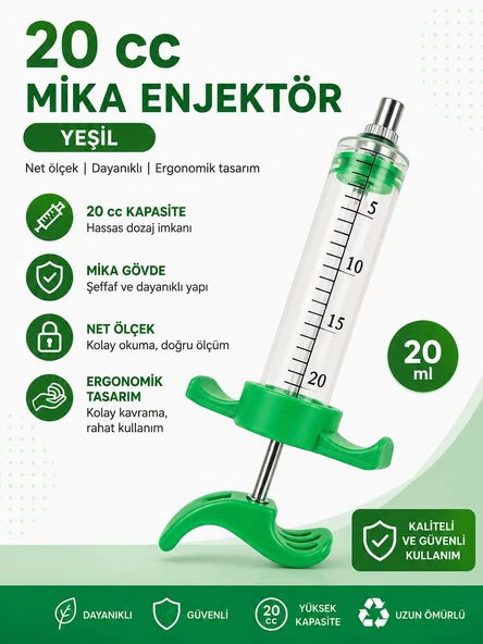 20 cc mika enjektör yeşil ürün görseli 1