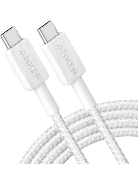 Anker 322 PowerLine USB-C to USB-C Örgülü Kablo 3ft/0.9m 60W - USB-IF - Beyaz - A81F5 (Anker Türkiye Garantili) ürün görseli 1