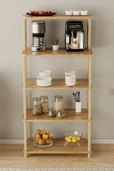 Tridihome Modern Mutfak Rafı Kahve Köşesi Standı Çok Amaçlı 4 Katlı Organizer Atlantik Çam ürün görseli 1