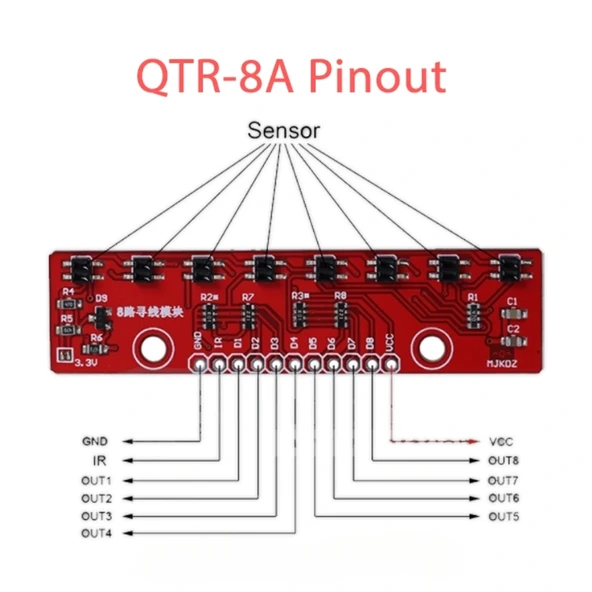 QTR-8A 8’li Kızılötesi Sensör Modülü - Resim 7