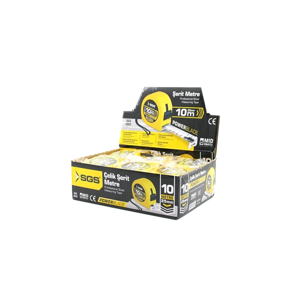 12 ADET 10MT X 25MT STOPLU ŞERİT METRE (5224) - Resim 3