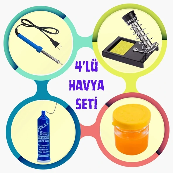 Lehimleme Başlangıç Seti  (30W Havya - Tüp Lehim - Lehim Pastası- Havya Sehpası) ürün görseli 1