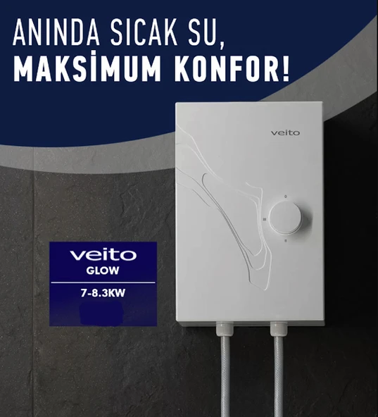 Veito Glow 7-8.3kW Ani Su Isıtıcısı - A Sınıfı Enerji Tasarruflu, Hassas Sıcaklık Kontrollü Şofben Elektirikli Şofben (Montaj dahil değildir.) ürün görseli 1