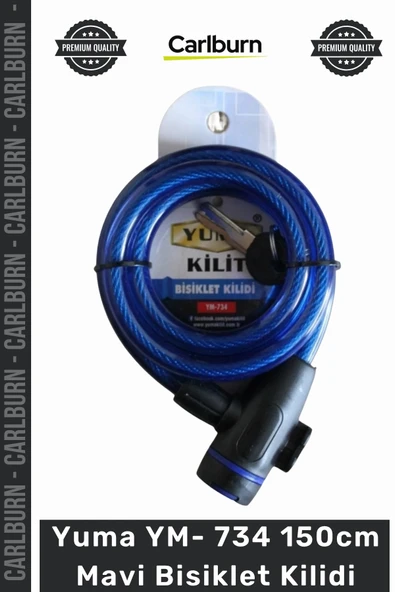 #Kilit Çelik Halat Zırhlı Güvenli Dayanıklı 12mm Kalınlık YM 734 150cm Mavi Bisiklet Kilidi ürün görseli 1