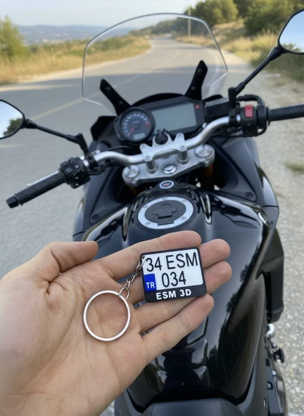 Kişiye Özel Motosiklet Anahtarlığı Plaka Tasarımlı 3D Baskı ürün görseli 1