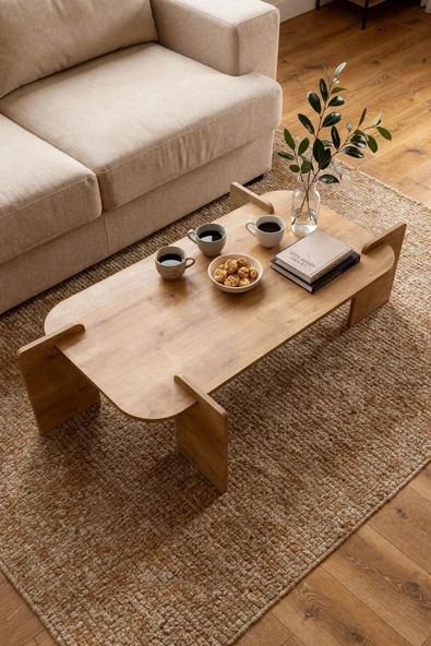 Tridihome Masif Ahşap Renkli Modern Orta Sehpa Doğal Dokulu Şık Tasarım Salon Oturma Odası ürün görseli 1