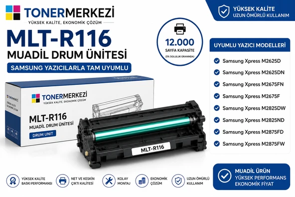 Samsung MLT-R116 Muadil Drum Ünitesi 12.000 Sayfa M2675FN M2675F M2875FD M2825DW Uyumlu ürün görseli 1