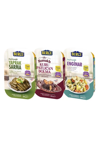 Burcu Yaprak Sarma-Kuru Dolma-Enginar 200 gr 3 lü Lezzet Paketi ürün görseli 1
