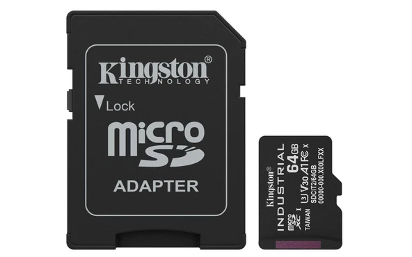 Kingston SDCIT2-64GB 64GB microSDXC Industrial C10 A1 pSLC Card + SD Adapter Hafıza Kartı ürün görseli 1