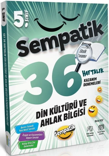 5. Sınıf Din Kültürü ve Ahlak Bilgisi Sempatik 36 Haftalık Kazanım Denemeleri Ünlüler Karması ürün görseli 1