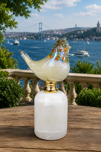 Tamamen El işçiliği Ve Üfle İle Yapılmış 21 cm Boyutlarında Kuş Figürü ürün görseli 1