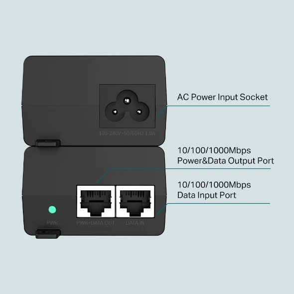 TP-LINK TL-POE160S GIGABIT 48VOLT 30WATT POE Adaptör ürün görseli 1