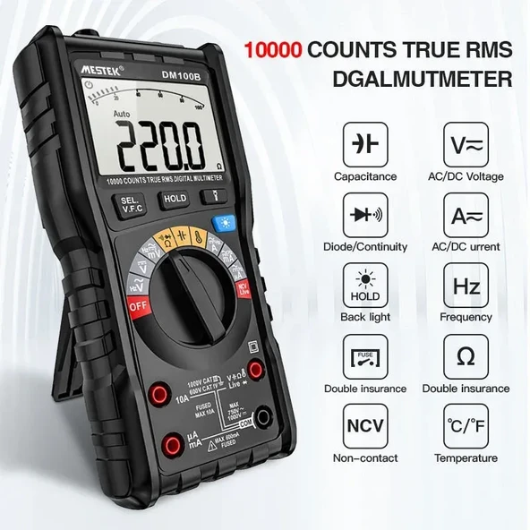 MESTEK DM100B Profesyonel Otomatik Multimetre - Resim 3