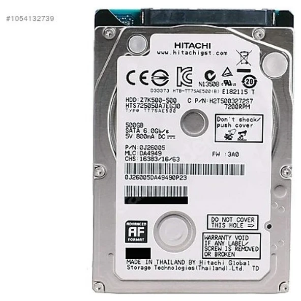 Hgst HDD 2.5 500GB 7200RPM 32MB Sata3 Notebook Hardisk Refrubished Yenilenmiş ürün görseli 1