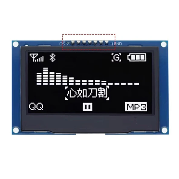 2.42 inç 128x64 OLED Ekran Modülü - SSD1309 - 7 Pin - SPI/IIC I2C - Seri Bağlantı - Beyaz ürün görseli 1