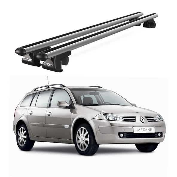 Venüs Renault Megane Grand Tour (2006 Ve Sonrası) Uyumlu Gri Ara Atkı Port Bagaj Tavan Barı ürün görseli 1