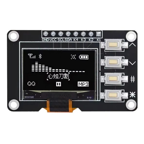0.96'' 128x64 Butonlu OLED Grafik LCD Ekran Modülü – SSD1315 – I2C – Beyaz ürün görseli 1
