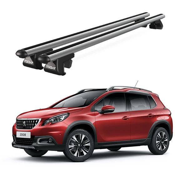 Venüs Peugeot 2008 (2013-2020) Uyumlu Gri Ara Atkı Port Bagaj Tavan Barı ürün görseli 1