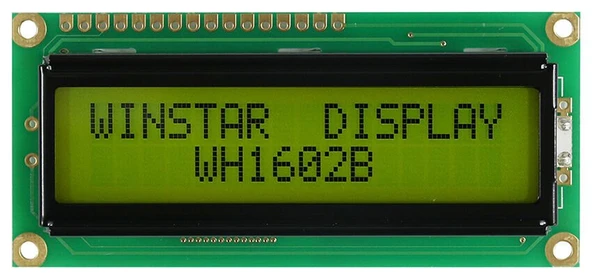 2x16 Karakter LCD Ekran – WH1602B-YYH-ETK – Yeşil Arka Işık, Siyah Karakter ürün görseli 1