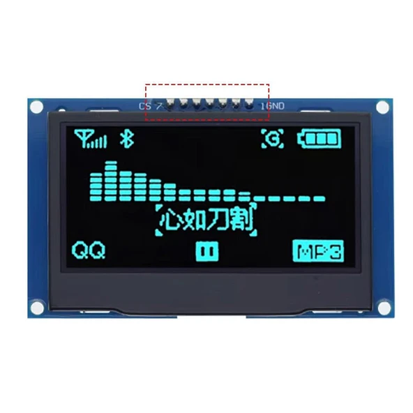 2.42 inç 128x64 OLED Ekran Modülü - SSD1309 - 7 Pin - SPI/IIC I2C - Seri Bağlantı - Mavi ürün görseli 1
