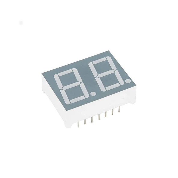 14mm 2’li Kırmızı LED 7 Segment Display – Ortak Katot, Gri Yüzey ürün görseli 1
