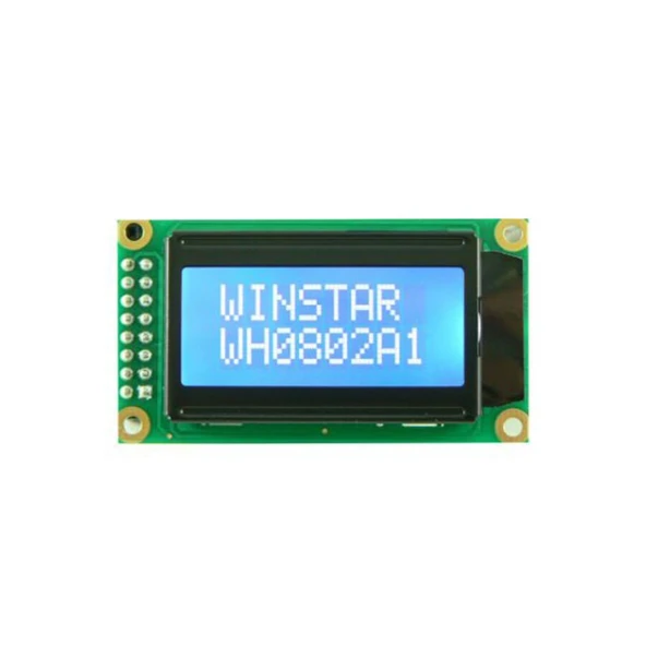 2x8 Karakter LCD Ekran – WH0802A1-TMI-ET# – Parlak Beyaz Karakterli Mavi LED Arka Işık ürün görseli 1
