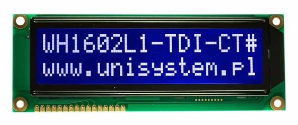 2x16 Geniş Karakter LCD Ekran – WH1602L1-TMI-CT – Mavi Arka Işık ürün görseli 1