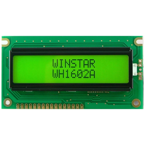 2x16 Karakter LCD Ekran – WH1602A-YYH-CTK#010 – Yeşil Arka Işık, Siyah Karakter ürün görseli 1