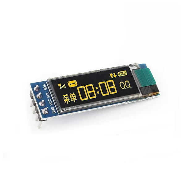 0.91'' 128x32 OLED LCD Ekran Modülü – SSD1306 – I2C – Sarı Renk ürün görseli 1