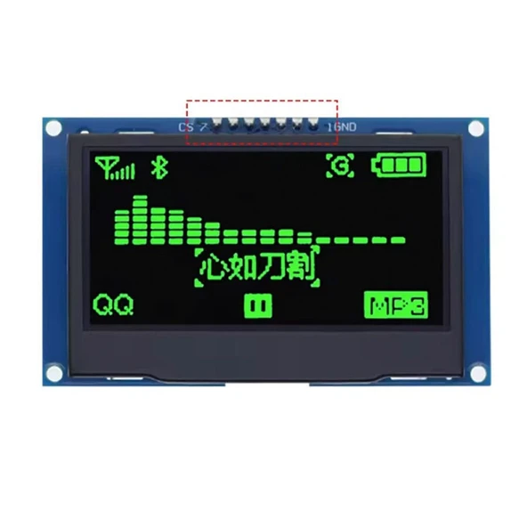 2.42 inç 128x64 OLED Ekran Modülü - SSD1309 - 7 Pin - SPI/IIC I2C - Seri Bağlantı - Yeşil ürün görseli 1