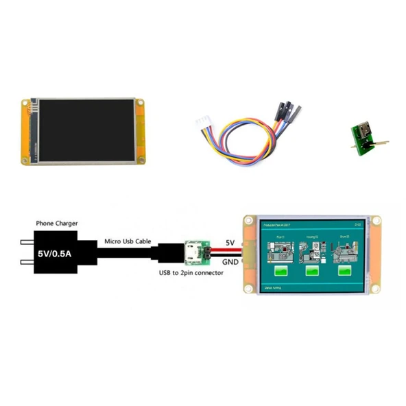 Nextion 2.4 Inch HMI Display R-Rezistif Ekran - Dokunmatik - Resim 3