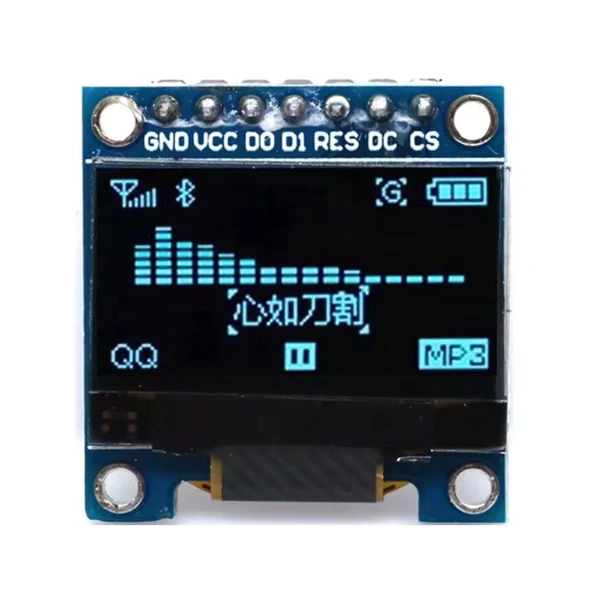 0.96'' 128x64 7 Pin OLED Grafik LCD Ekran Modülü – SSD1306 – SPI – Mavi ürün görseli 1