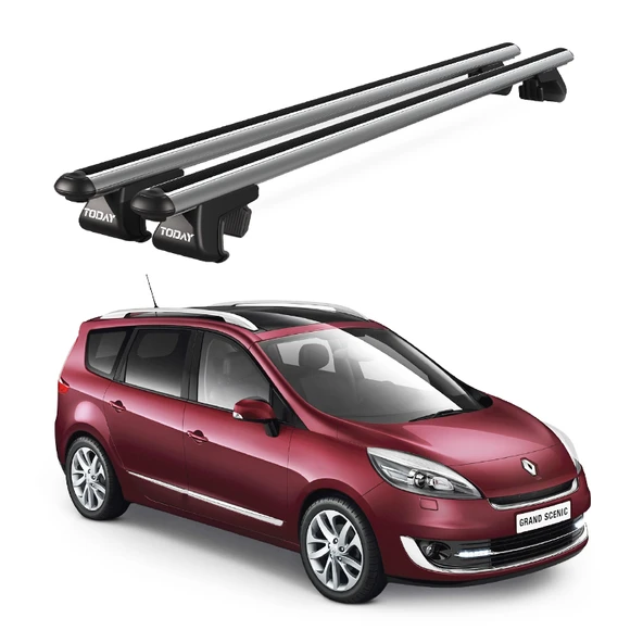 Venüs Renault Scenic 7 Posti (2009-2013) Uyumlu Gri Ara Atkı Port Bagaj Tavan Barı ürün görseli 1