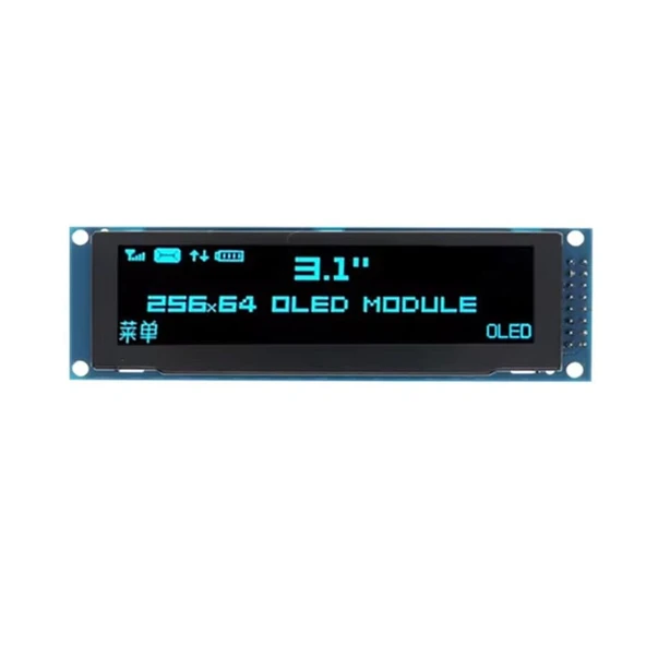 3.12 İnç 256x64 OLED Ekran Modülü - SSD1322 - Paralel/SPI - Mavi ürün görseli 1