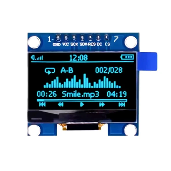 1.3'' 128x64 7 Pin OLED Grafik LCD Ekran Modülü – SSD1306 – I2C – Mavi ürün görseli 1