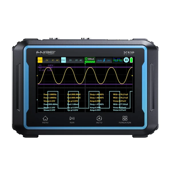FNIRSI 2C53P 3’ü1 Arada Tablet Osiloskop + Multimetre + Fonksiyon Jeneratörü 50MHz 250MS/s ürün görseli 1