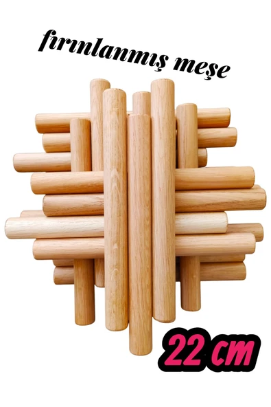 Ahşap Ritim Çubuğu 20 Çift ( 40 Adet ) Fırınlanmış Meşe Pürüzsüz 22 Cm 20 Mm ürün görseli 1