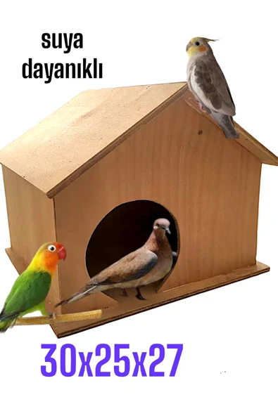 Ahşap Kumru Ve Güvercin cennet sultan papağanı Yuvası Dış Mekan Suya Dayanıklı 25x30x27 Cm ürün görseli 1