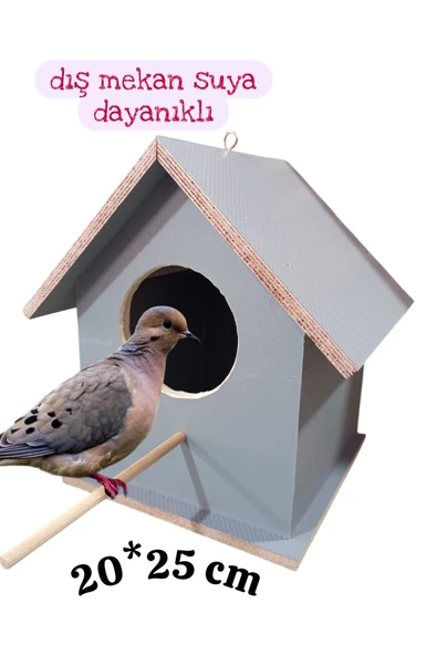 ahşap kumru güvercin kuş yuvası dış mekan suya dayanıklı 20x25 cm ürün görseli 1