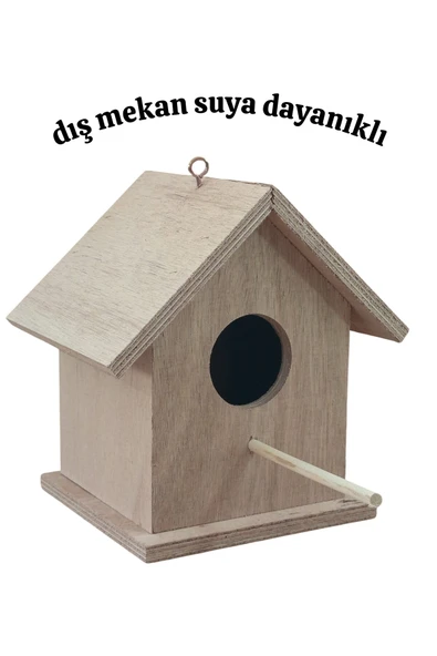 Ahşap Kayın Kuş Yuvası Kuş Evi Dış Mekan Suya Dayanıklı 15x15x20 Cm ürün görseli 1