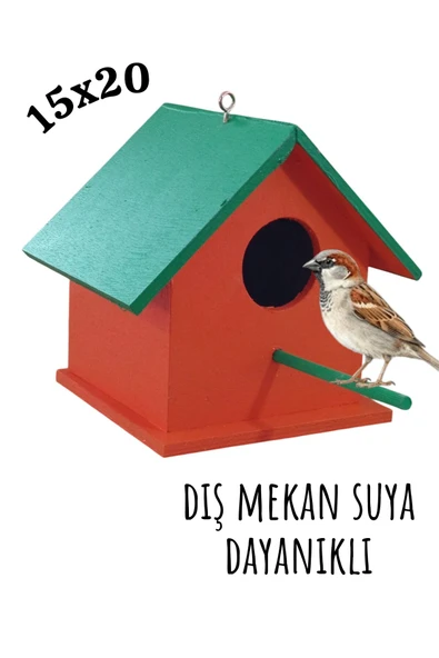 Ahşap Kuş Yuvası Kuş Evi Dış Mekan Suya Dayanıklı 15x15x20 Cm ürün görseli 1