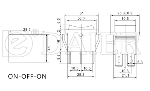 IC-105 Geniş Işıklı Anahtar ON-OFF-ON - Resim 2