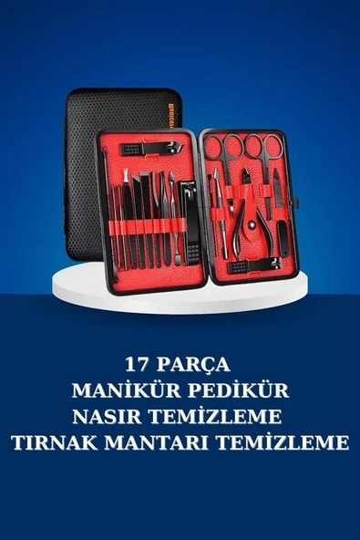 17 Parça Manikür Seti Taşınabilir Özel Çantalı El Ve Ayak Bakımı Tırnak Batığı Temizleme ürün görseli 1